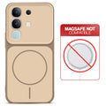 Dual tone silicone Brown phone cover for Vivo T4x 5G showing wireless charging not supported notice