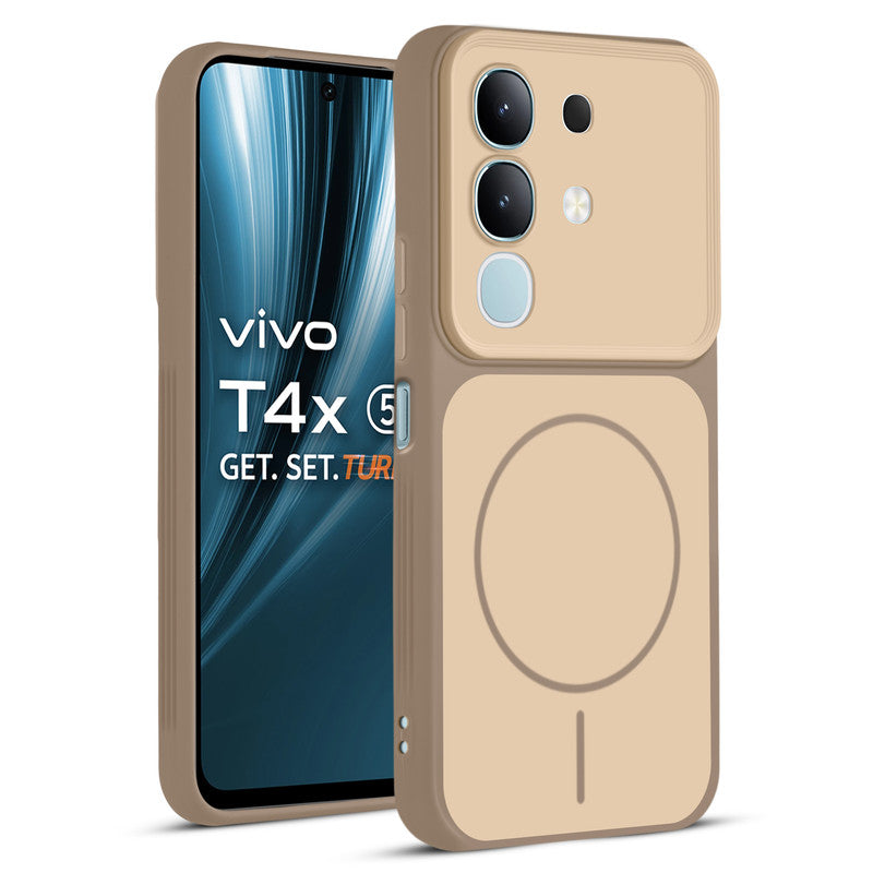 Full protective dual tone Brown silicone case for Vivo T4x 5G showing front and back design coverage