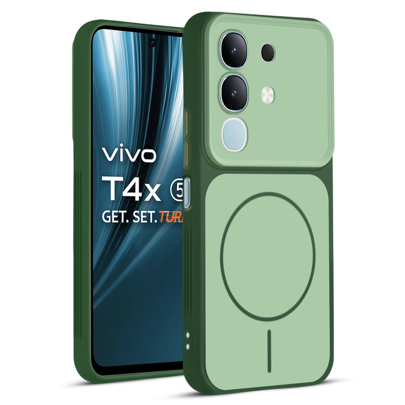 Full protective dual tone Green silicone case for Vivo T4x 5G showing front and back design coverage
