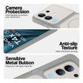 White Phone case for Vivo T4x 5G highlighting raised camera protection, anti-slip texture, and responsive side buttons
