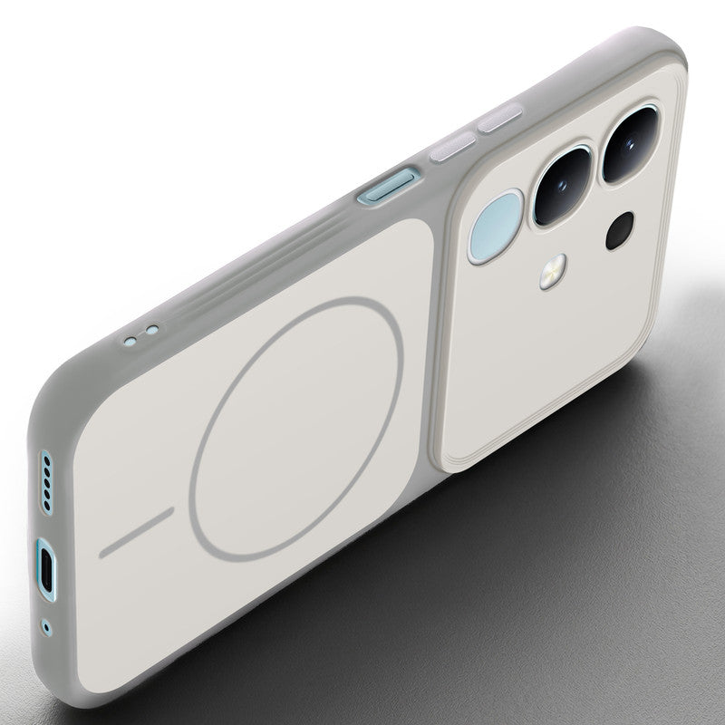 Slim silicone White phone case for Vivo T4x 5G side angle view showing grip texture and precise cutouts