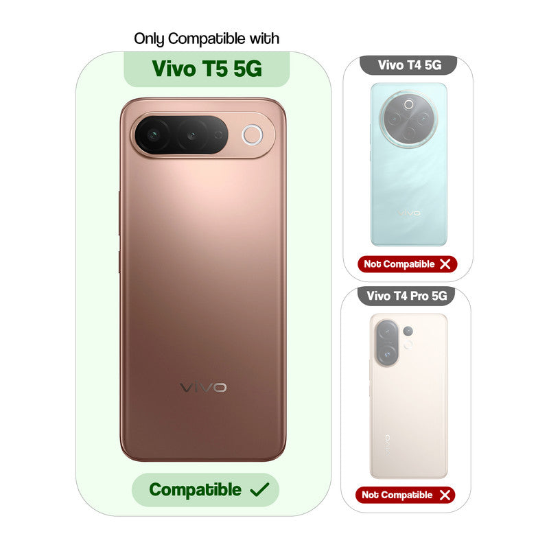 Compatibility comparison image showing Vivo T5 5G supported, while other models are not compatible.