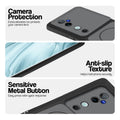 Black Phone case for Vivo V40 5G highlighting raised camera protection, anti-slip texture, and responsive side buttons