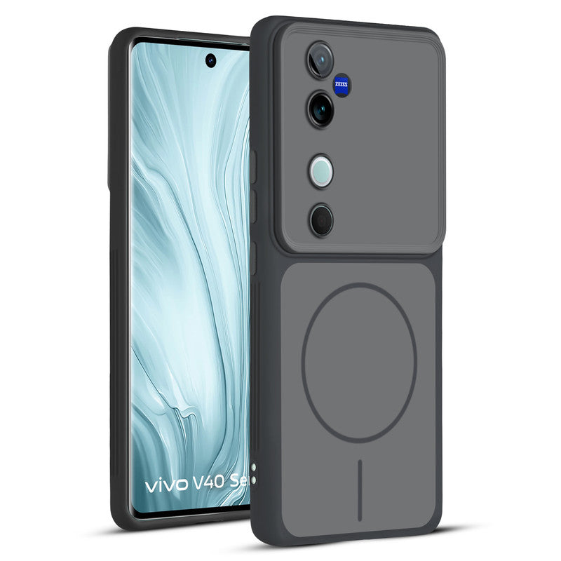Full protective dual tone Black silicone case for Vivo V40 5G showing front and back design coverage