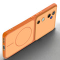 Slim silicone Orange phone case for Vivo V40 5G side angle view showing grip texture and precise cutouts