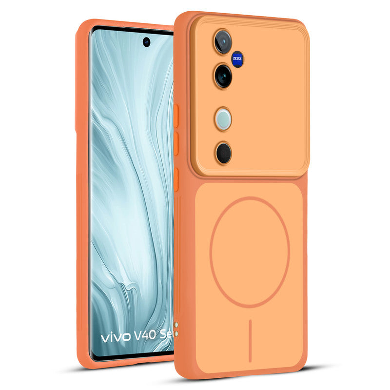 Full protective dual tone Orange silicone case for Vivo V40 5G showing front and back design coverage