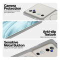 White Phone case for Vivo V40 5G highlighting raised camera protection, anti-slip texture, and responsive side buttons
