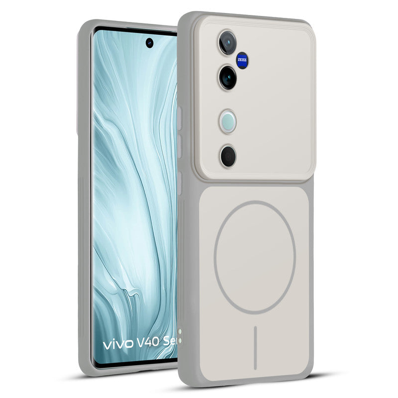 Full protective dual tone White silicone case for Vivo V40 5G showing front and back design coverage