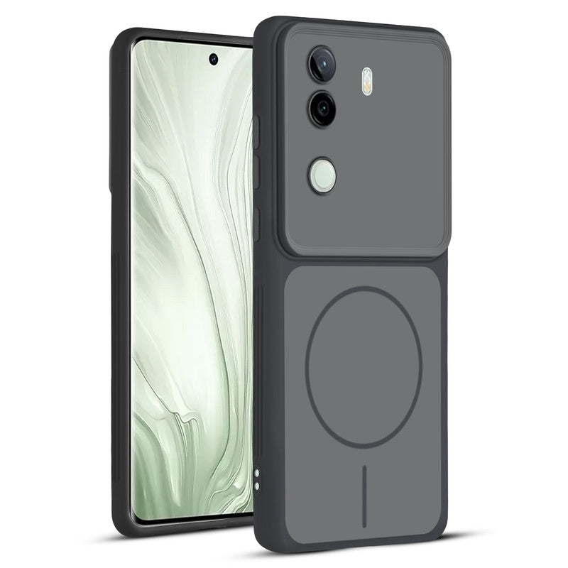 Full protective dual tone Black silicone case for Vivo V40e 5G showing front and back design coverage