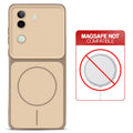 Dual tone silicone Brown phone cover for Vivo V40e 5G showing wireless charging not supported notice