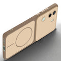 Slim silicone Brown phone case for Vivo V40e 5G side angle view showing grip texture and precise cutouts