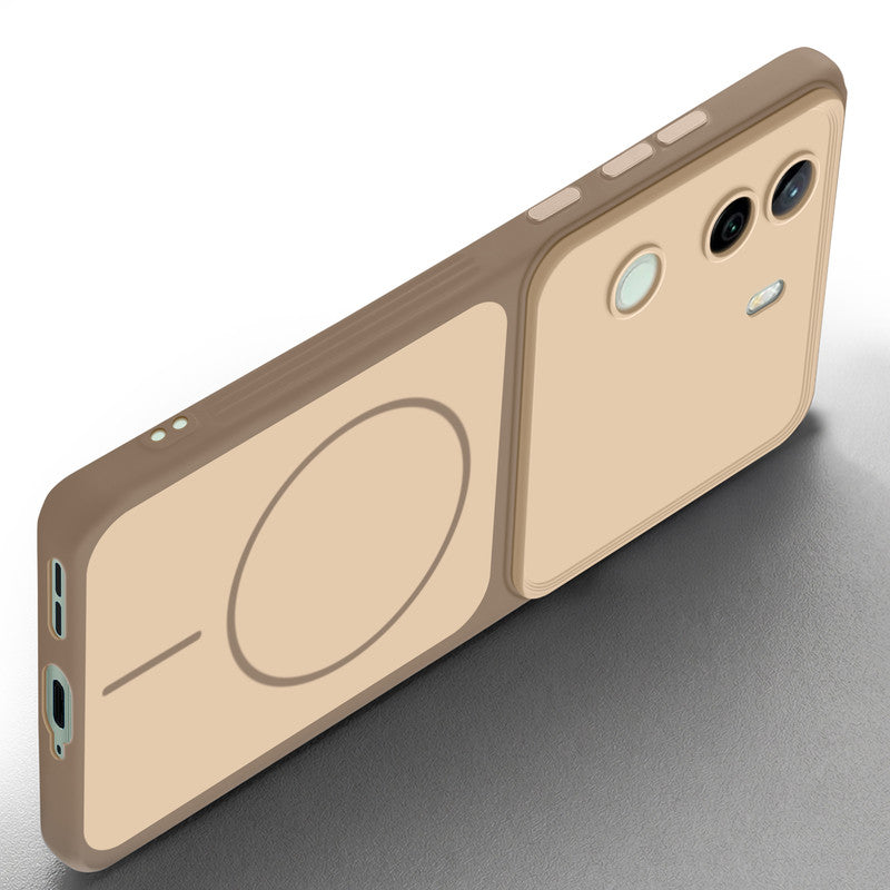 Slim silicone Brown phone case for Vivo V40e 5G side angle view showing grip texture and precise cutouts