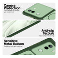 Green Phone case for Vivo V40e 5G highlighting raised camera protection, anti-slip texture, and responsive side buttons