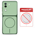 Dual tone silicone Green phone cover for Vivo V40e 5G showing wireless charging not supported notice