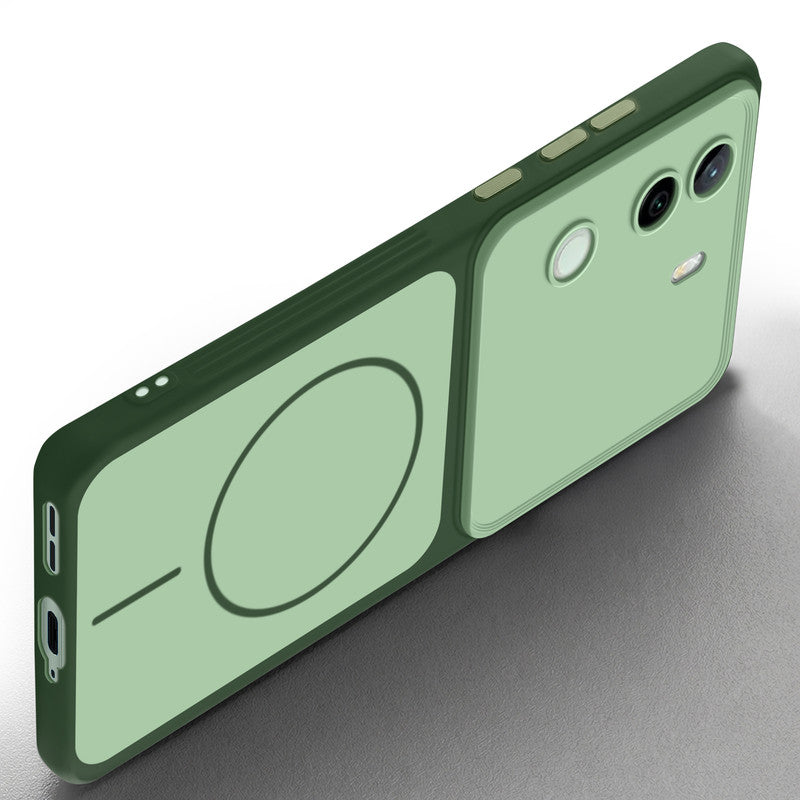 Slim silicone Green phone case for Vivo V40e 5G side angle view showing grip texture and precise cutouts
