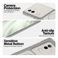 White Phone case for Vivo V40e 5G highlighting raised camera protection, anti-slip texture, and responsive side buttons