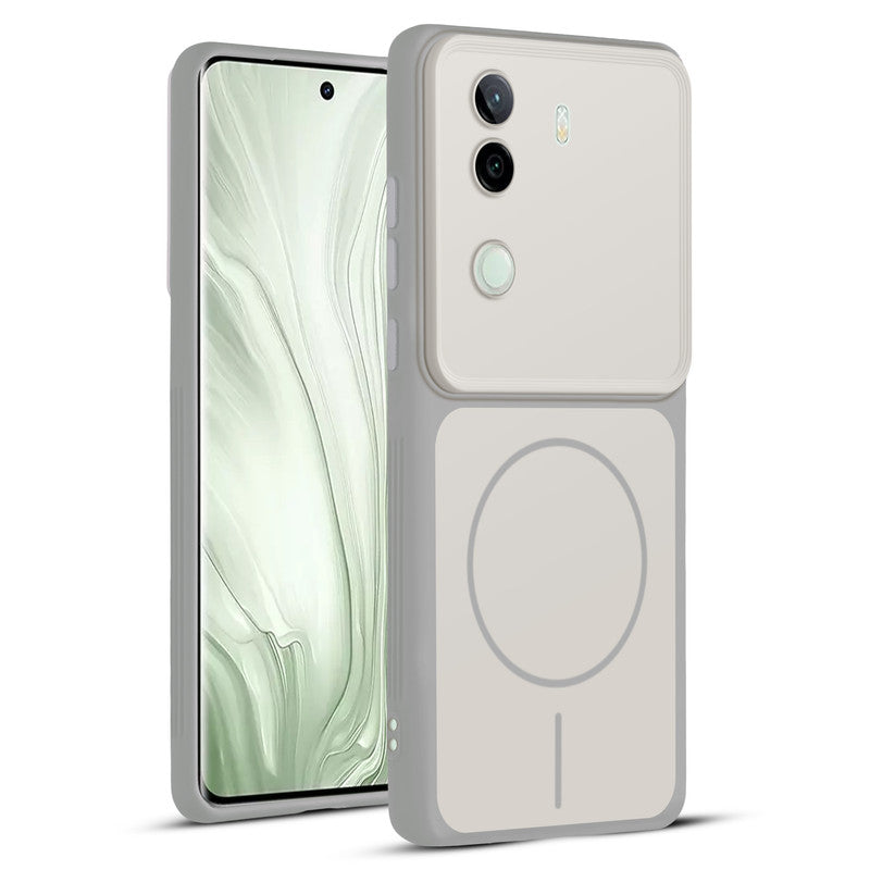 Full protective dual tone White silicone case for Vivo V40e 5G showing front and back design coverage