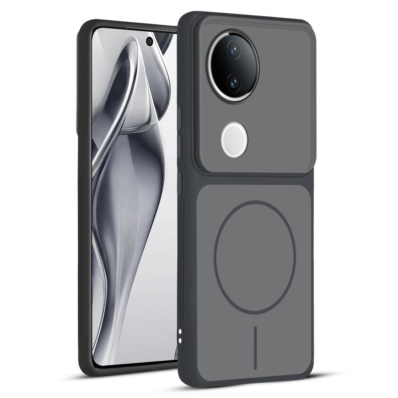 Full protective dual tone Black silicone case for Vivo V50e 5G showing front and back design coverage