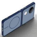 Slim silicone Blue phone case for Vivo V50e 5G side angle view showing grip texture and precise cutouts
