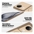 Brown Phone case for Vivo V50e 5G highlighting raised camera protection, anti-slip texture, and responsive side buttons