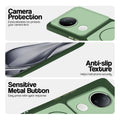 Green Phone case for Vivo V50e 5G highlighting raised camera protection, anti-slip texture, and responsive side buttons