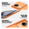 Orange Phone case for Vivo V50e 5G highlighting raised camera protection, anti-slip texture, and responsive side buttons