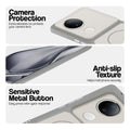 White Phone case for Vivo V50e 5G highlighting raised camera protection, anti-slip texture, and responsive side buttons