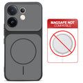 Dual tone silicone Black phone cover for Vivo V60 5G showing wireless charging not supported notice