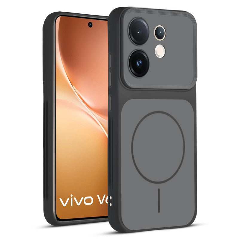 Full protective dual tone Black silicone case for Vivo V60 5G showing front and back design coverage