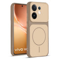 Full protective dual tone Brown silicone case for Vivo V60 5G showing front and back design coverage