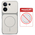 Dual tone silicone White phone cover for Vivo V60 5G showing wireless charging not supported notice