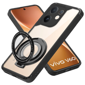 Silicone Grip Clear Case Ring Holder Kickstand For Vivo V60 5G