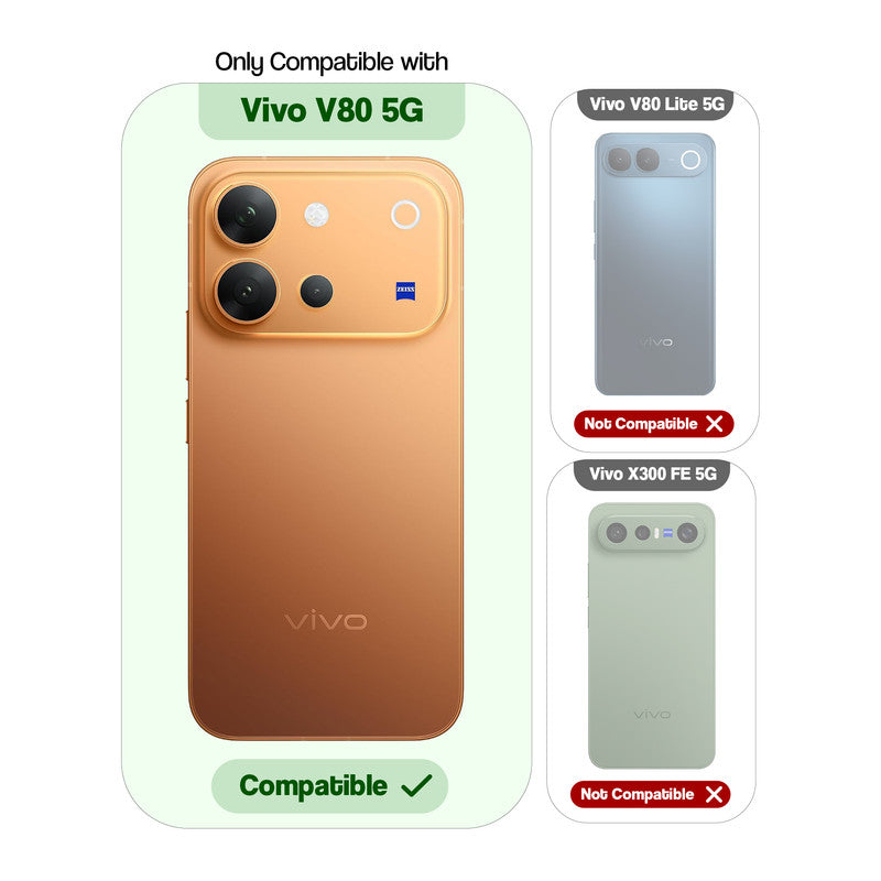 Compatibility comparison image showing Vivo V80 5G supported, while other models are not compatible.