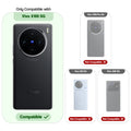 Clear hard back case compatibility guide showing fit for Vivo X100 5G and not compatible with other models