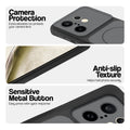 Black Phone case for Vivo X200 FE 5G highlighting raised camera protection, anti-slip texture, and responsive side buttons
