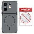 Dual tone silicone Black phone cover for Vivo X200 FE 5G showing wireless charging not supported notice