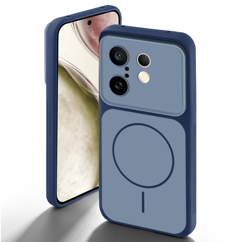 Dual tone silicone Blue back cover for Vivo X200 FE 5G showing camera protection and design