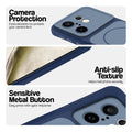 Blue Phone case for Vivo X200 FE 5G highlighting raised camera protection, anti-slip texture, and responsive side buttons