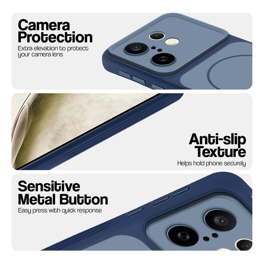 Blue Phone case for Vivo X200 FE 5G highlighting raised camera protection, anti-slip texture, and responsive side buttons