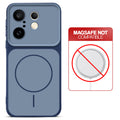 Dual tone silicone Blue phone cover for Vivo X200 FE 5G showing wireless charging not supported notice