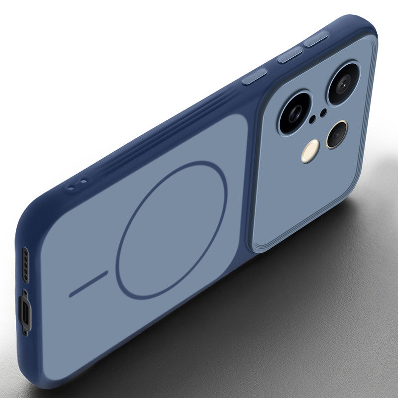 Slim silicone Blue phone case for Vivo X200 FE 5G side angle view showing grip texture and precise cutouts