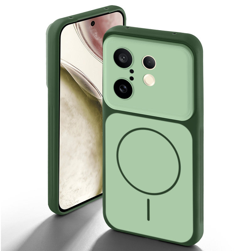 Dual tone silicone Green back cover for Vivo X200 FE 5G showing camera protection and design