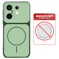Dual tone silicone Green phone cover for Vivo X200 FE 5G showing wireless charging not supported notice
