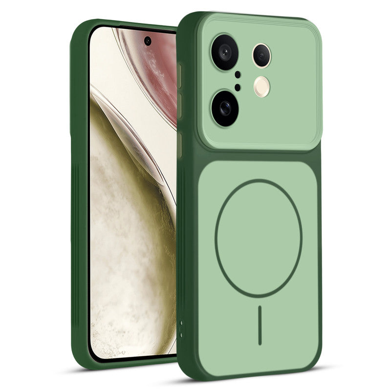 Full protective dual tone Green silicone case for Vivo X200 FE 5G showing front and back design coverage