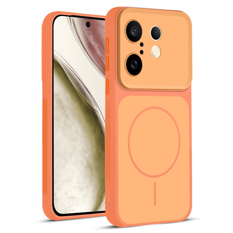 Full protective dual tone Orange silicone case for Vivo X200 FE 5G showing front and back design coverage