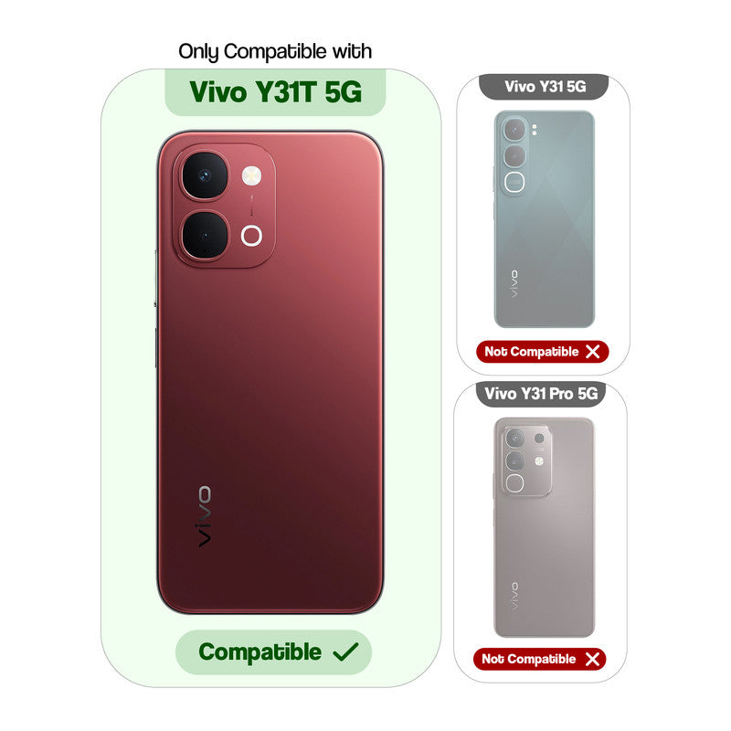Compatibility guide showing the back cover designed only for Vivo Y31T 5G.