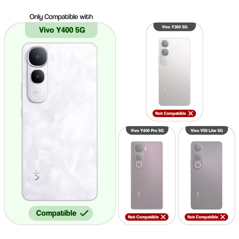 Compatibility guide showing the back cover designed only for Vivo Y400 5G.
