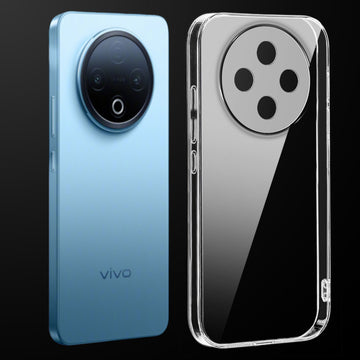 Transparent anti-yellow hard back case fitted on Vivo Y500 5G showing full back coverage and camera protection