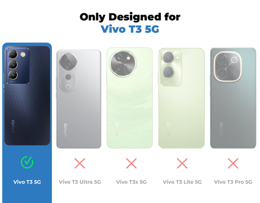 Silicone Frame Transparent Hard Back Cover for Vivo T3 5G