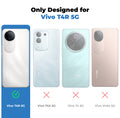 Clear hard back case compatibility guide showing fit for Vivo T4R 5G and not compatible with other models